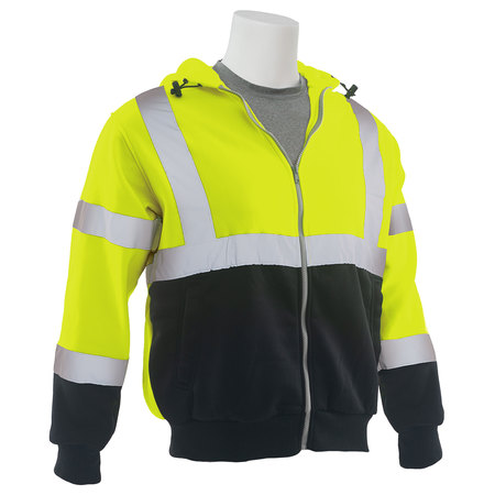 Erb Safety Sweatshirt, Hooded, Hi-Viz, Lime/Black, 6X 62992